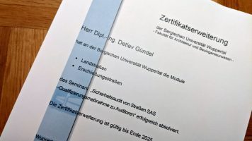 Bild zeigt die Bestätigung der Erweiterung des Zertifikats als Auditor für Detlev Gündel.
